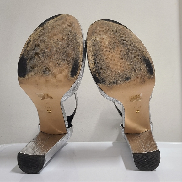 RAYE Dune Metallic Silver Snakeskin Embossed Leather Platform Heels Sz 10 - Picture 11 of 16